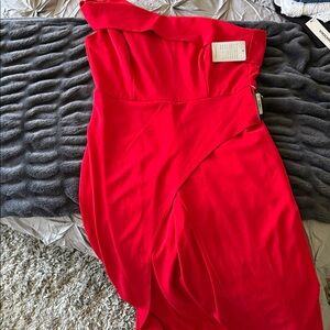 Elegant Red One-Shoulder jumpsuit